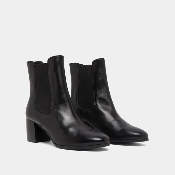 Boots with heels and elastic in black leather | ALDERIC