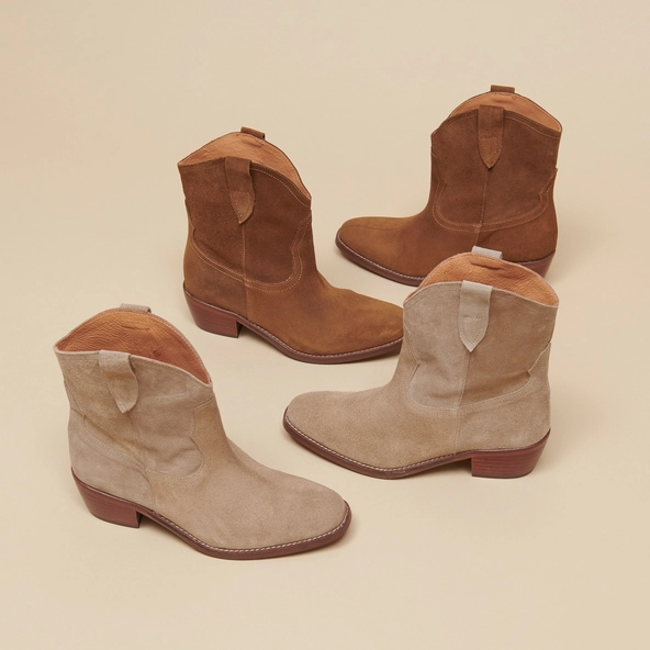 Oval-toe lowboots in cognac suede | MARBELLA