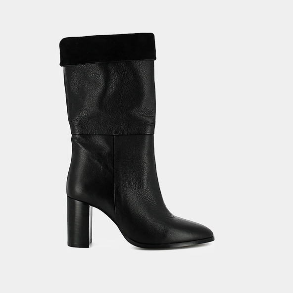 Pointed boots in burgundy leather and velvet | VANNES
