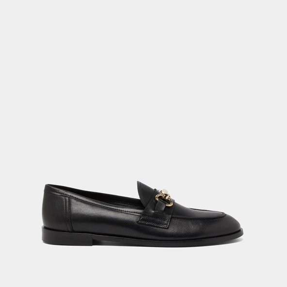 Loafers with gold bits in black leather | DRAGUIGNAN