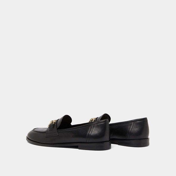 Loafers with gold bits in black leather | DRAGUIGNAN
