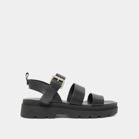 Platform sandals with buckles black