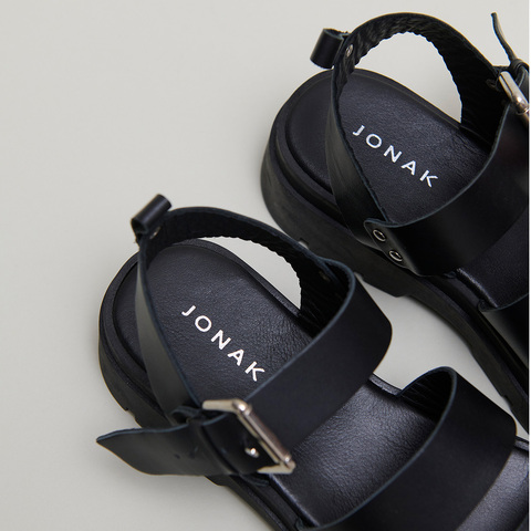 Platform sandals with buckles black