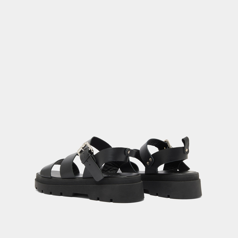 Platform sandals with buckles black