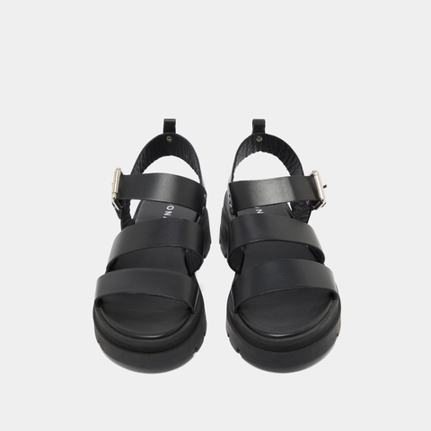 Platform sandals with buckles black