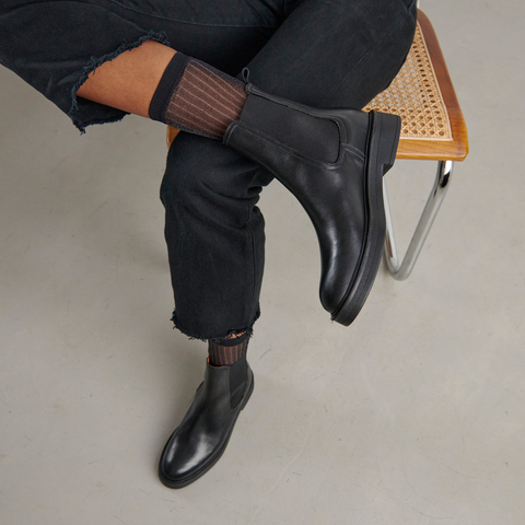 Round-toe lowboots black