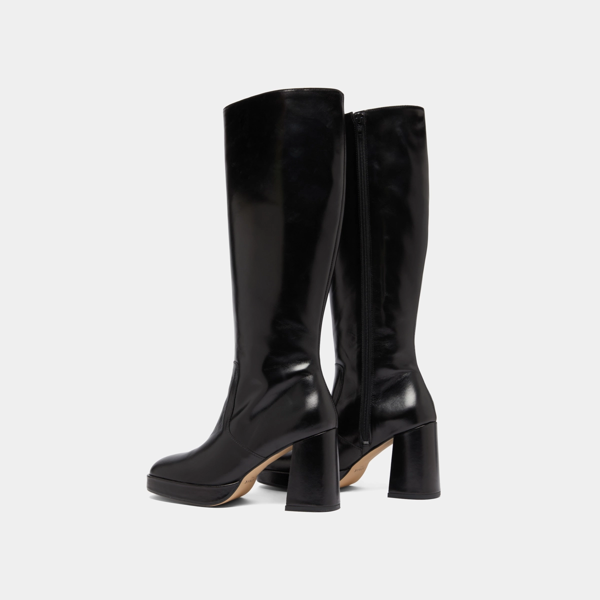Platform boots in black leather | VENDOME