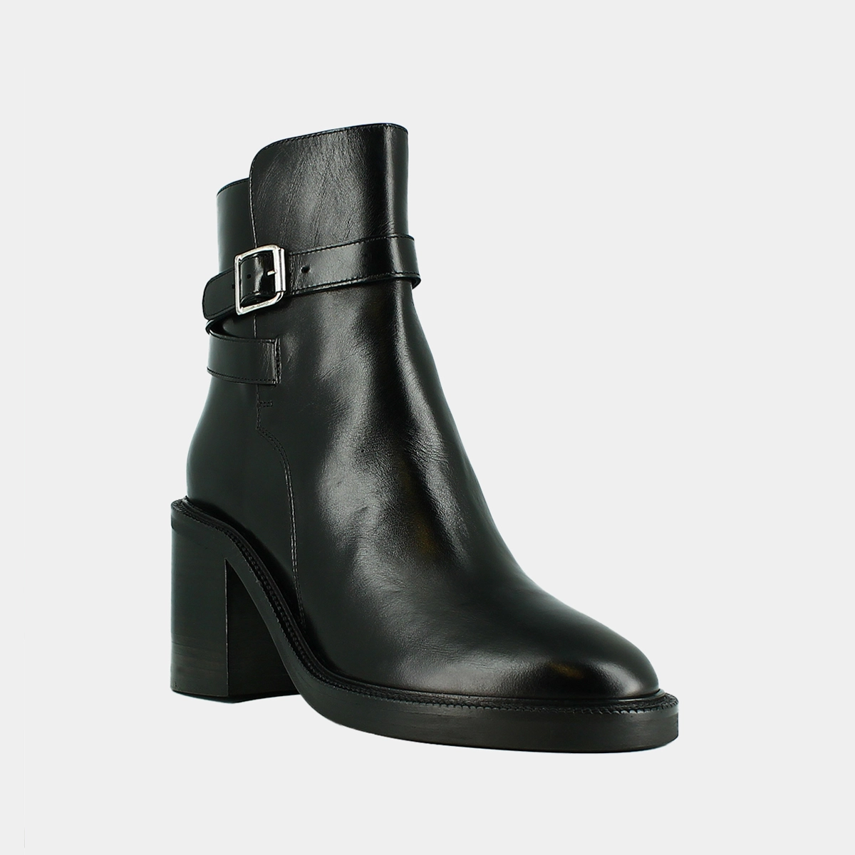 Ankle boots with high heels in black leather | DACTYLO
