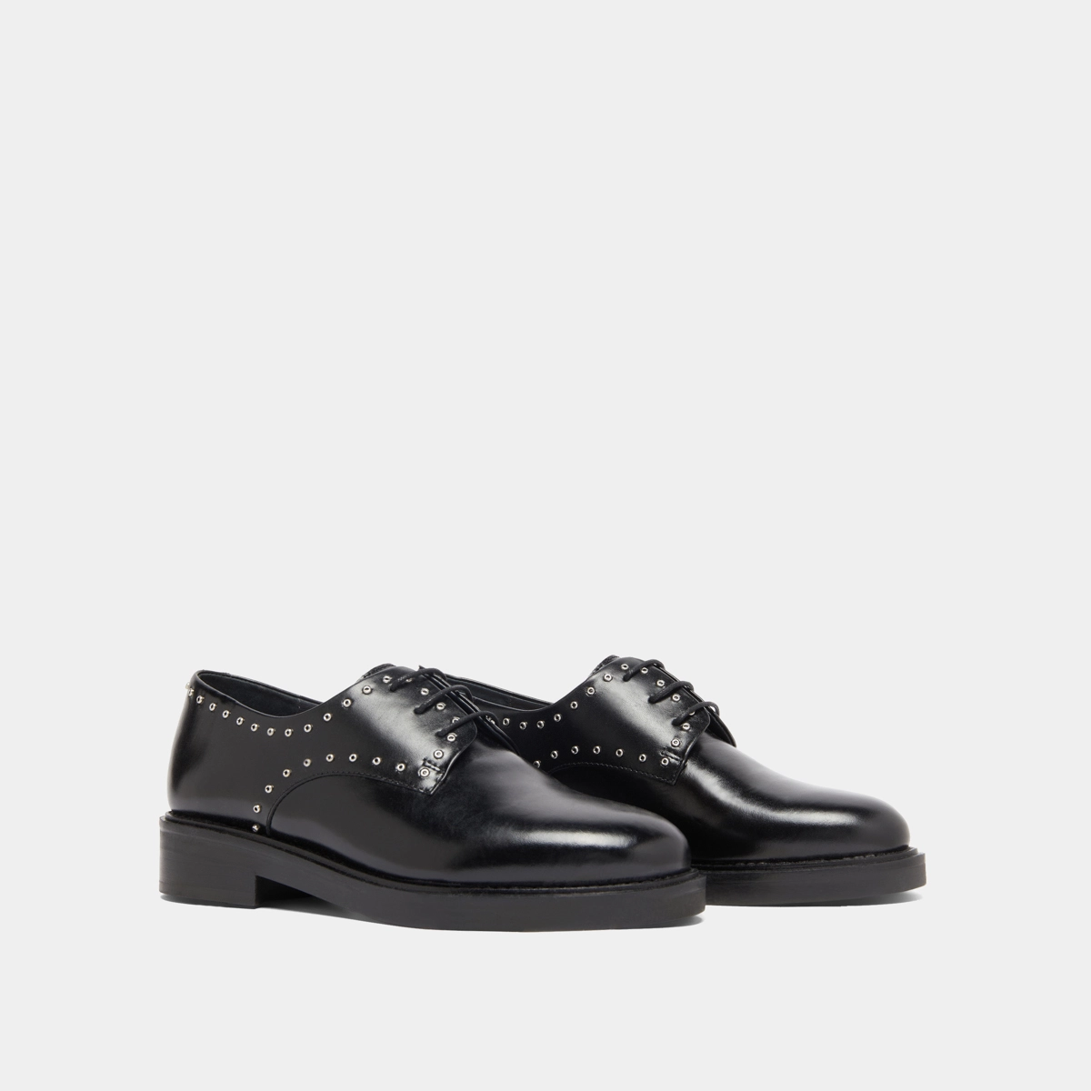 Derbies with silver details in black leather | DAHO