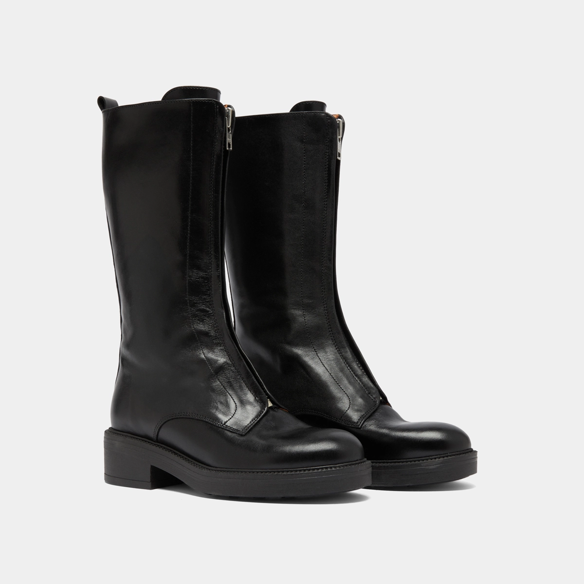 Boots with elastic bands in black distressed leather | ALEP