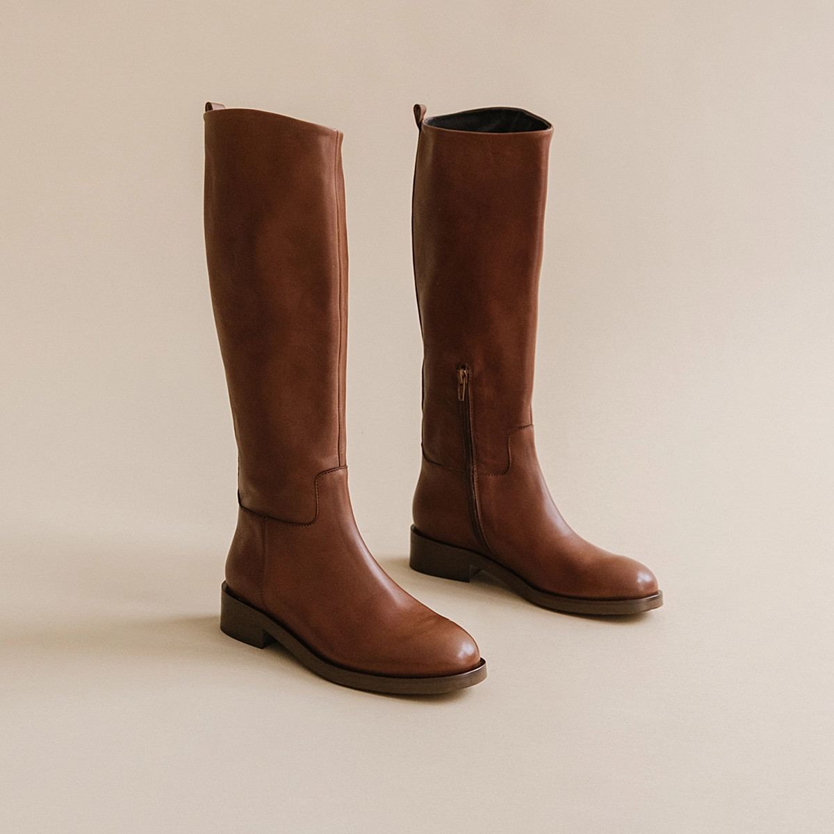 High boots in cognac leather | MACARON