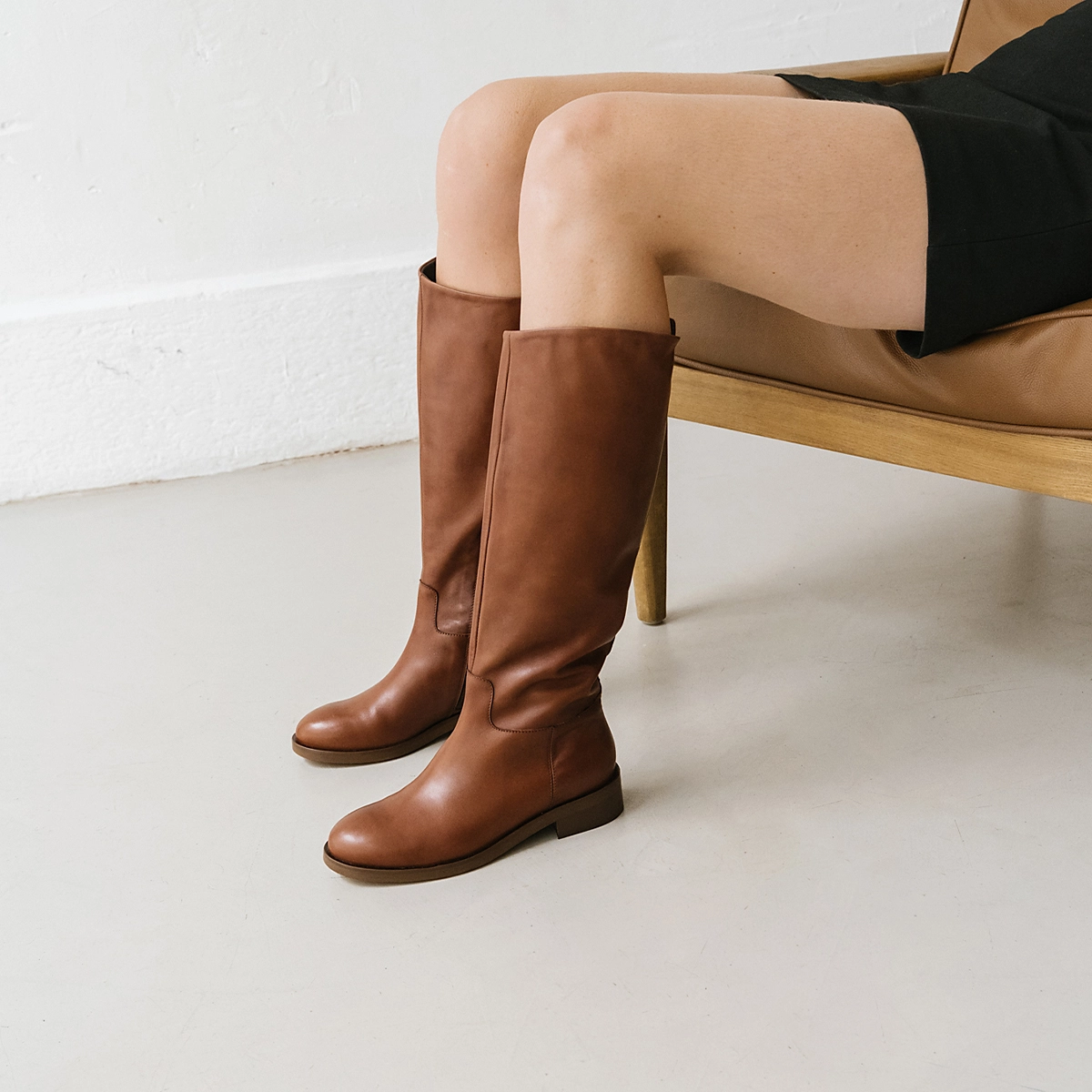High boots in cognac leather | MACARON