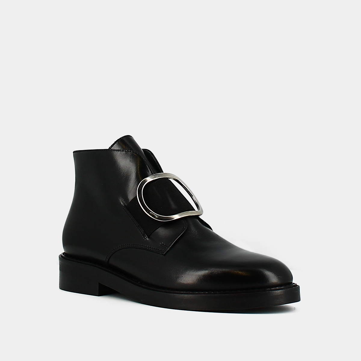 Boots with heels in black leather | DICTEE