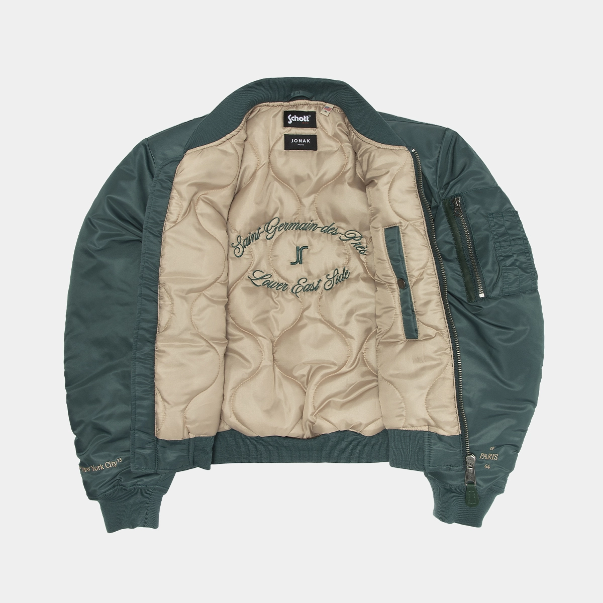 The Jonak Bomber - Jonak x Schott in green nylon | THE