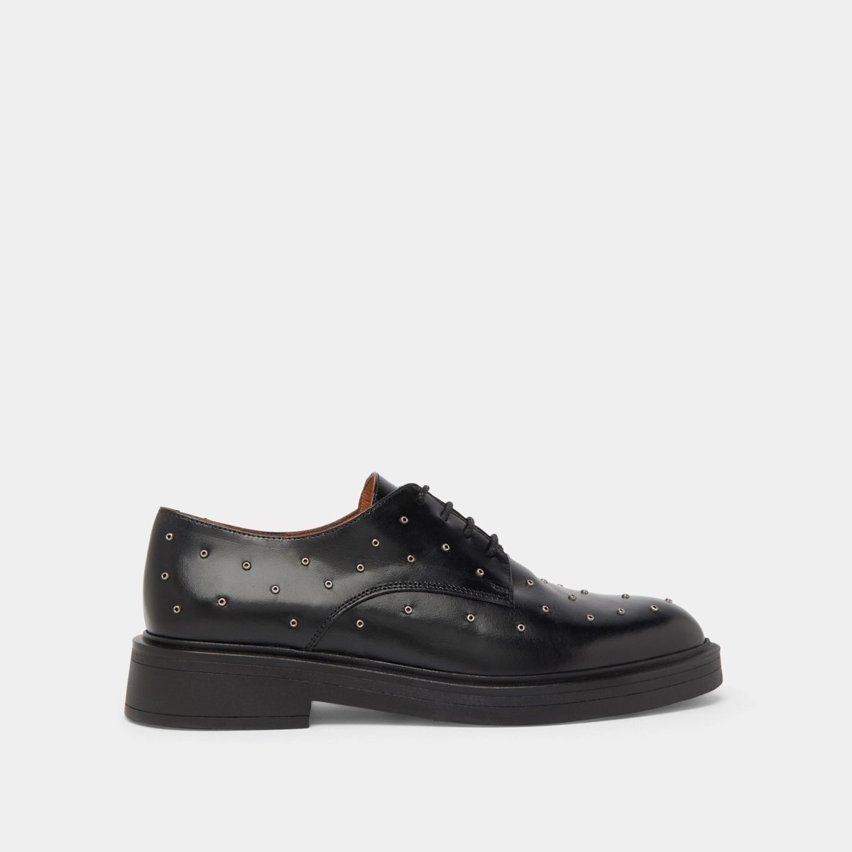 Derbies with silver details in black leather | ABEILLE