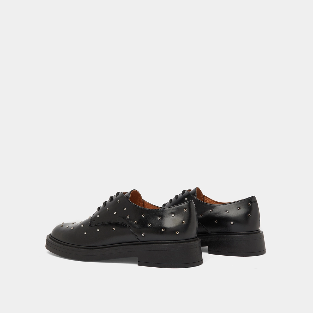 Derbies with silver details in black leather | ABEILLE