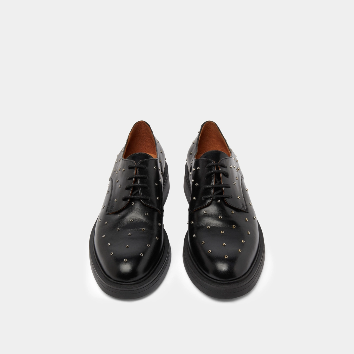 Derbies with silver details in black leather | ABEILLE