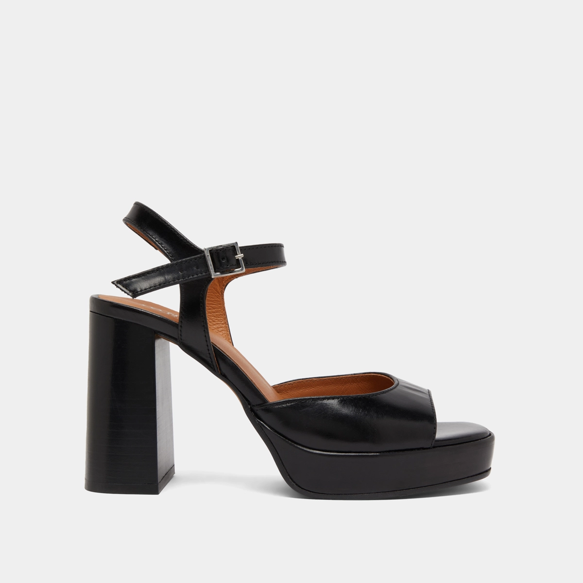 High-heeled sandals and platforms in black leather | BAMBA