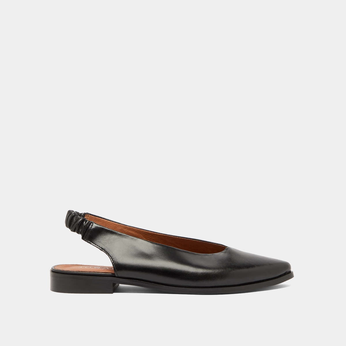 Ballet flats with open backs in black leather | ACAJOU