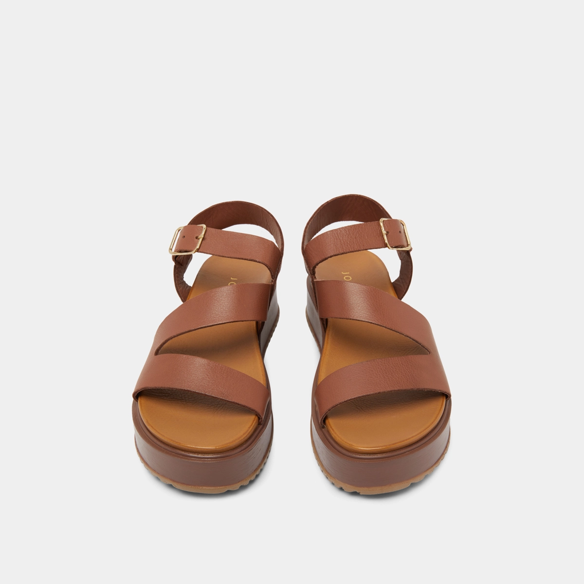 Platform sandals with straps in brown leather | ISAURE