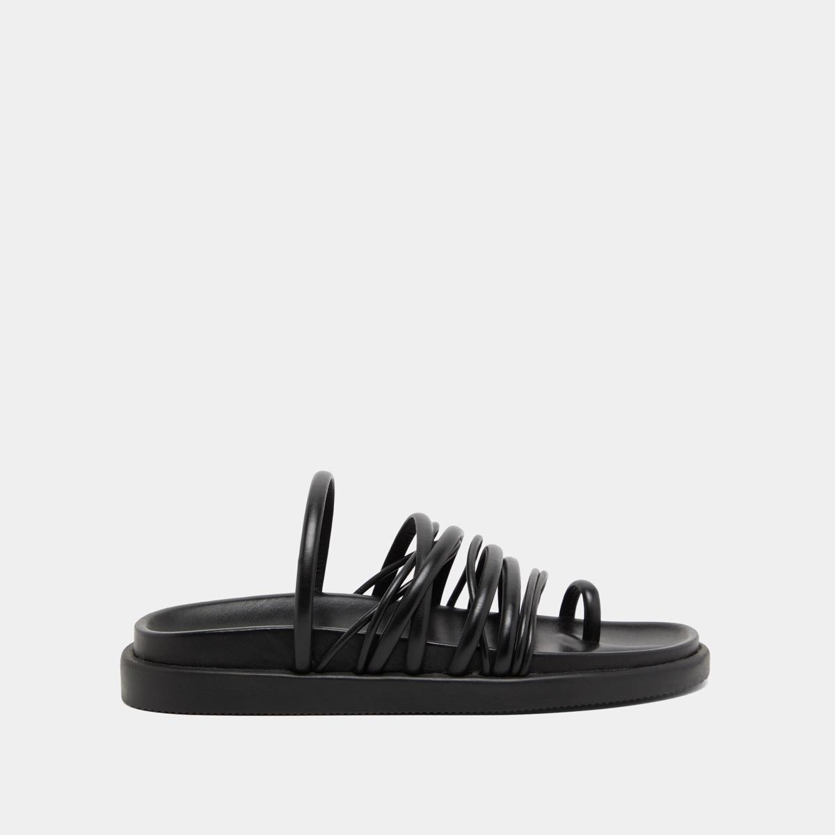 Multi-strap sandals in black leather | WALKMAN