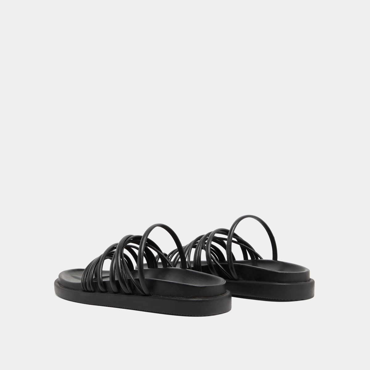 Multi-strap sandals in black leather | WALKMAN