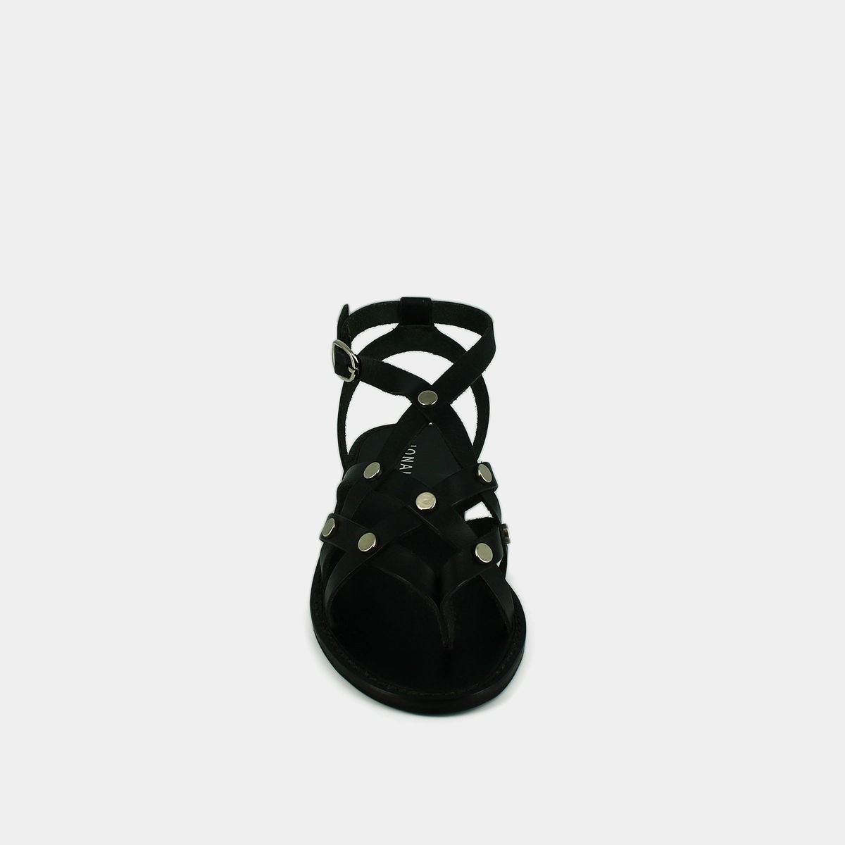 Plagettes with buckles and multiple straps in black leather | WULIA