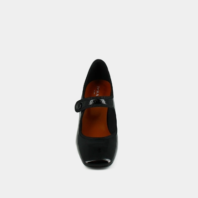 Heeled babies with big buckle straps black