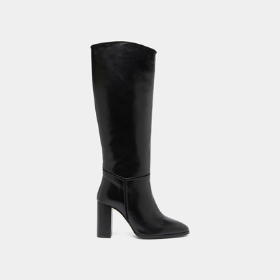 Boots in black leather and black velvet | versailles