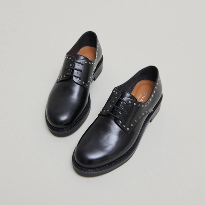 Derbies with silver details in black leather | daho