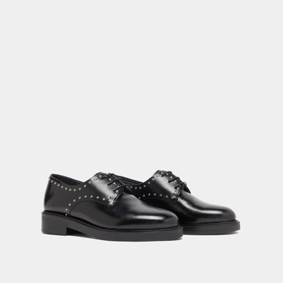 Derbies with silver details in black leather | daho