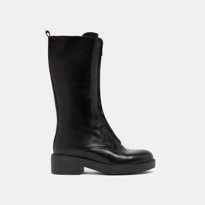 Boots with elastic bands in black distressed leather | alep