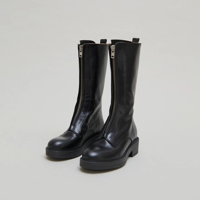 Boots with elastic bands in black distressed leather | alep