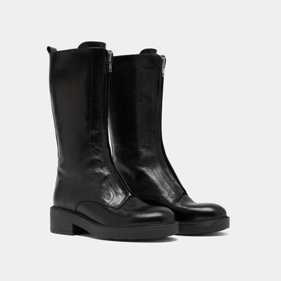 Boots with elastic bands in black distressed leather | alep