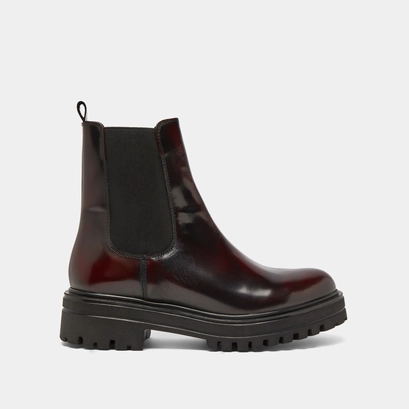 Lowboots with elastics in burgundy patinated leather | amandine