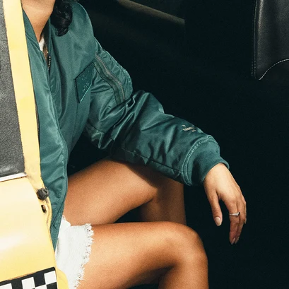 The jonak bomber - jonak x schott in green nylon | the