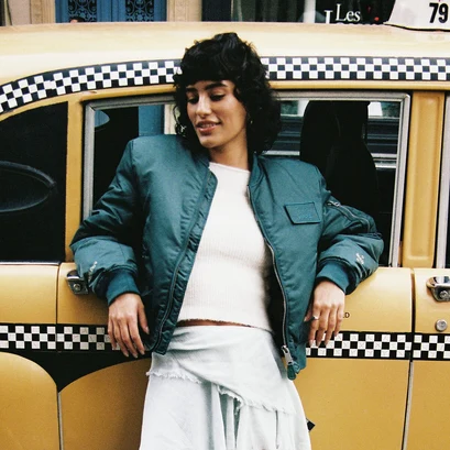 The jonak bomber - jonak x schott in green nylon | the