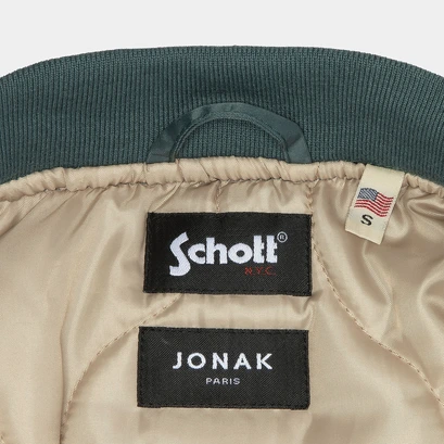 The jonak bomber - jonak x schott in green nylon | the