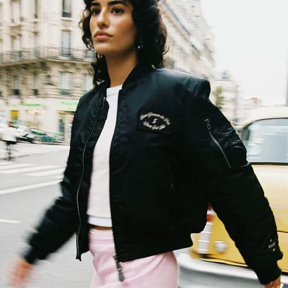 The jonak bomber - jonak x schott in black nylon | the
