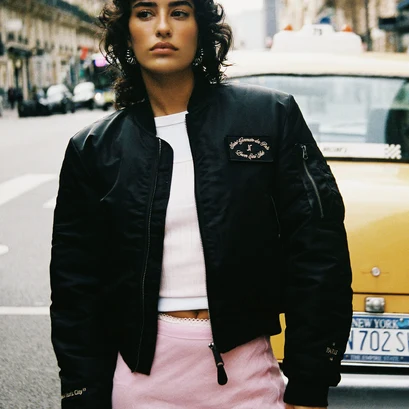 The jonak bomber - jonak x schott in black nylon | the