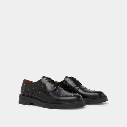 Derbies with silver details in black leather | abeille