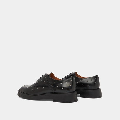 Derbies with silver details in black leather | abeille