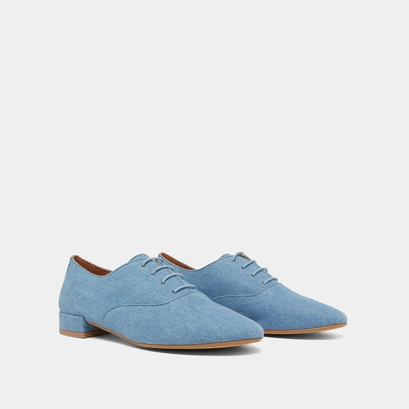 Flat-heeled richelieus in blue denim | adenise