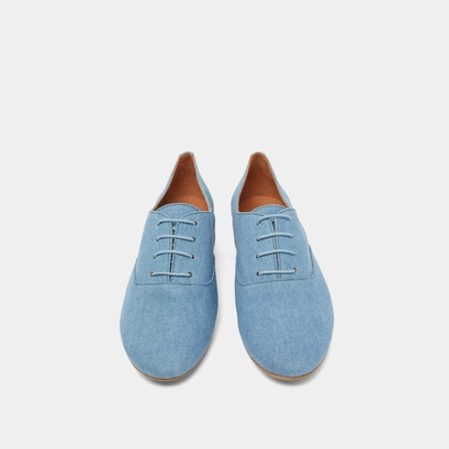 Flat-heeled richelieus in blue denim | adenise