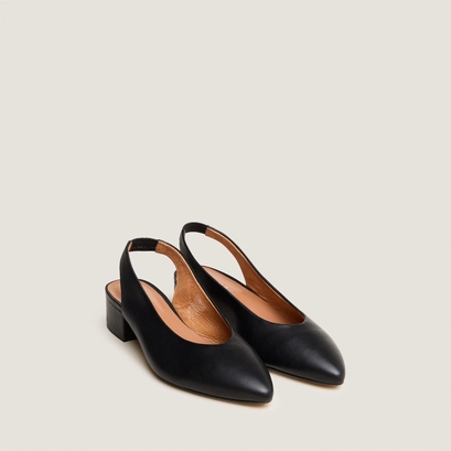 Ballet flats with open backs in black leather | vince