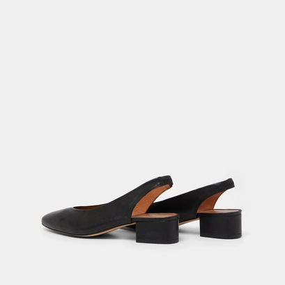 Ballet flats with open backs in black leather | vince