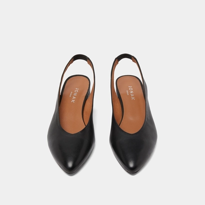 Ballet flats with open backs in black leather | vince