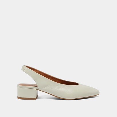 Ballet flats with open backs in ecru distressed leather | vince