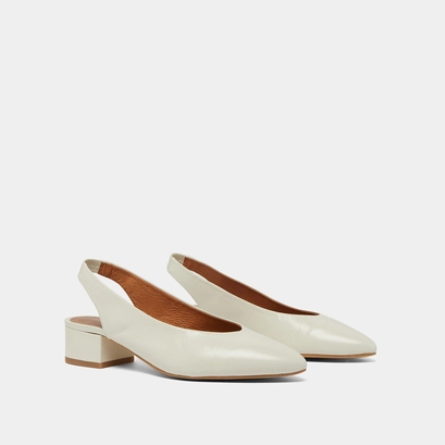 Ballet flats with open backs in ecru distressed leather | vince