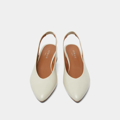 Ballet flats with open backs in ecru distressed leather | vince